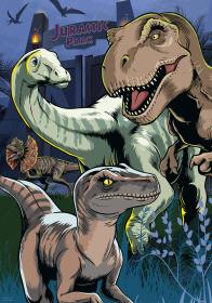 Dino Puzzle XL Jurský Svět 100 dílků neon skládačka 33x47cm svítí ve tmě