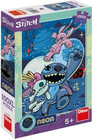 Dino Puzzle XL Stitch 100 dílků neon skládačka 33x47cm svítí ve tmě