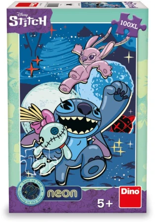 Dino Puzzle XL Stitch 100 dílků neon skládačka 33x47cm svítí ve tmě