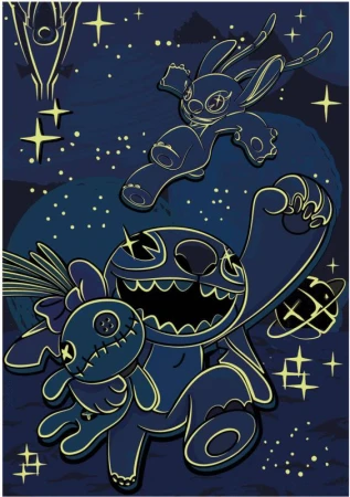 Dino Puzzle XL Stitch 100 dílků neon skládačka 33x47cm svítí ve tmě