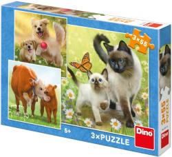 Dino Puzzle Zvířátka rodinka 3x55 dílků 18x18cm skládačka