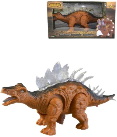 Dinosaurus hnedý plastový na batérie pohyblivý Svetlo Zvuk v krabici Dinosaurus hnedý plastový na batérie pohyblivý Svetlo Zvuk v krabici