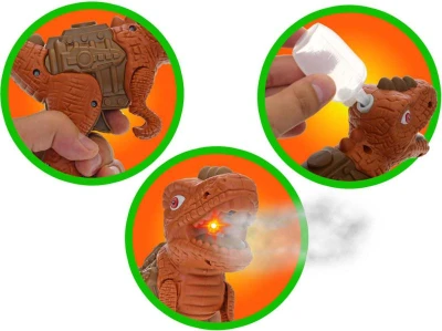 Dinosaurus s efektmi 17cm vypúšťa paru na batérie Svetlo Zvuk 2 farby plast