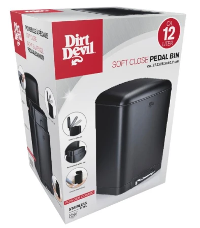 Dirt Devil Odpadkový kôš nášľapný 12 l tiché zatváranie čierna