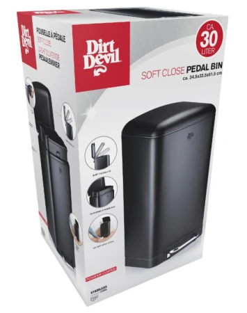 Dirt-devil DIRT DEVIL Odpadkový kôš nášľapný 30 l tiché zatváranie čiernaED-249506