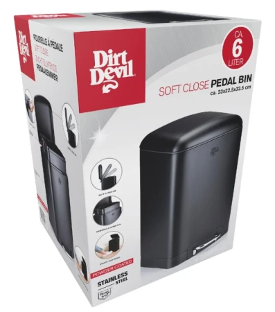 Dirt Devil Odpadkový kôš nášľapný 6 l tiché zatváranie čierna
