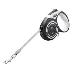 Dogness JS04 Grey šedé automatické vodítko 5 m s LED svítilnou a zásobníkem na sáčky