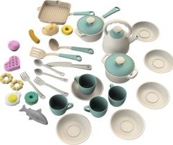 Doloni Dětská kuchyňka set tyrkysová - 34ks příslušenství 28cm x 19,5cm x 31,5cm