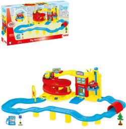 DOLU Garáž velká plastová s výtahem set s dráhou a 2 autíčky 70 dílků v krabici