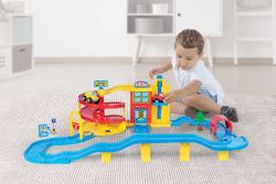 DOLU Garáž velká plastová s výtahem set s dráhou a 2 autíčky 70 dílků v krabici