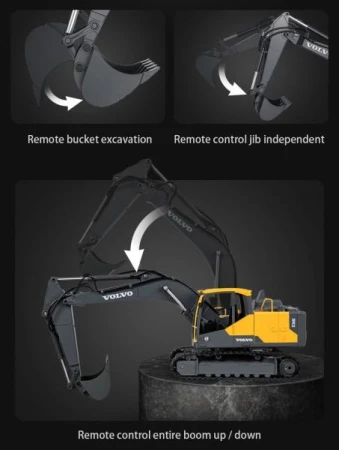 Double E RC bagr Volvo EC160E žlutý dálkově ovládaný model 1:16