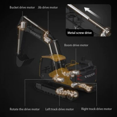 Double E RC bagr Volvo EC160E žlutý dálkově ovládaný model 1:16