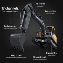 Double E RC bagr Volvo EC160E žlutý dálkově ovládaný model 1:16