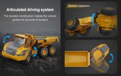 DoubleE RC kloubový dumper VOLVO A40G 1:20 56 cm 6WD LED zvuky RTR sada