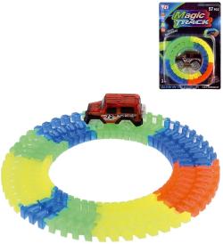 Dráha variabilní 72cm svítící ve tmě set s autíčkem na baterie LED Světlo Dráha variabilní 72cm svítící ve tmě set s autíčkem na baterie LED Světlo