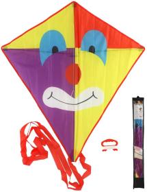 Drak létající Klaun nylonový barevný 78x88cm v látkovém sáčku