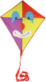 Drak létající Klaun nylonový barevný 78x88cm v látkovém sáčku