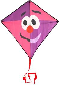 Drak létající Klaun nylonový růžovofialový 78x86cm v látkovém sáčku