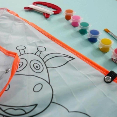 Drak létající nylonový k vybarvení žirafy 93x46cm set s barvičkami a štětcem