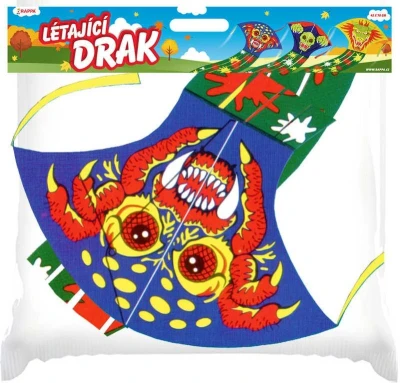 Drak létající plastový Monster 43x70cm dlouhý ocas 3 druhy