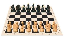 Drevené šachy.sk Klasická klubovka komplet s rolovacou šachovnicou a vreckom