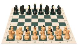 Drevené šachy.sk Klasická klubovka komplet s rolovacou šachovnicou a vreckom