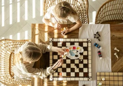 Kreativní sada č. 5 přírodní dřevěná šachová souprava na vlastní malování