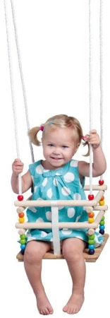 DREVO Baby hojdačka závesná so zábranou natur dúhová pre najmenších