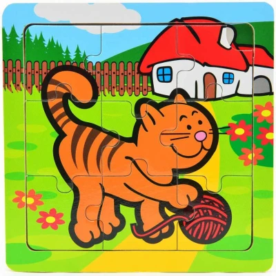 DŘEVO Baby puzzle moje první zvířátka 9 dílků na desce různé druhy