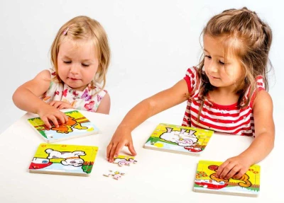 DŘEVO Baby puzzle moje první zvířátka 9 dílků na desce různé druhy