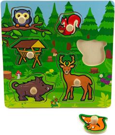 DŘEVO Baby vkládačka lesní zvířátka puzzle s úchyty (dřevěná hračka) DŘEVO Baby vkládačka lesní zvířátka puzzle s úchyty (dřevěná hračka)