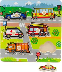 DŘEVO Baby vkládačka Moje první auta vkládací puzzle velké dílky pro miminko DŘEVO Baby vkládačka Moje první auta vkládací puzzle velké dílky pro miminko