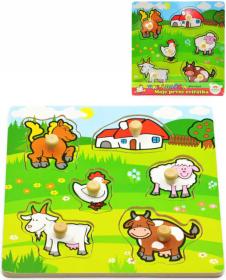 DŘEVO Baby vkládačka zvířátka puzzle s úchyty (dřevěná hračka)