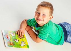 DŘEVO Baby vkládačka zvířátka puzzle s úchyty (dřevěná hračka)
