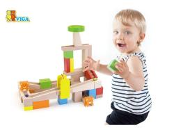 DŘEVO Dráha kuličková dřevěná 49dílků