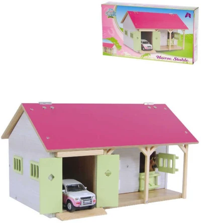 DREVO Farma staj pre kone 34x22x19cm s garážou (drevená hračka) DREVO Farma staj pre kone 34x22x19cm s garážou (drevená hračka)