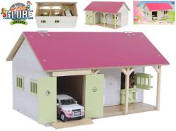 DŘEVO Farma stáj pro koně 34x22x19cm s garáží (dřevěná hračka)