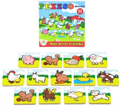 DŘEVO Hra baby pexeso Moje první zvířátka 24 dílků (dřevěná hračka) DŘEVO Hra baby pexeso Moje první zvířátka 24 dílků (dřevěná hračka)