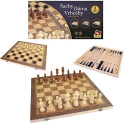 DŘEVO Hra šachy dáma backgamon 3v1 (společenská hra) DŘEVO Hra šachy dáma backgamon 3v1 (společenská hra)
