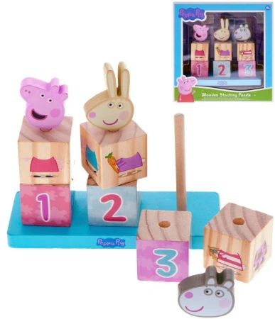 DŘEVO Kostky baby navlékací Peppa Pig 9 dílků (dřevěná hračka) DŘEVO Kostky baby navlékací Peppa Pig 9 dílků (dřevěná hračka)