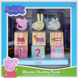DŘEVO Kostky baby navlékací Peppa Pig 9 dílků (dřevěná hračka)