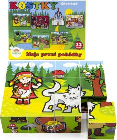 DŘEVO Kostky obrázkové Moje první pohádky set 12ks (dřevěná hračka)