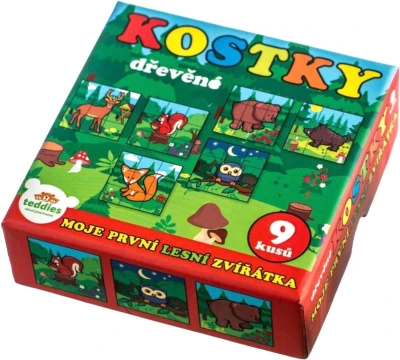 DŘEVO Kubus baby moje první lesní zvířátka obrázkové kostky set 9ks