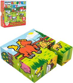 DŘEVO Kubus baby moje první zvířátka obrázkové kostky set 9ks