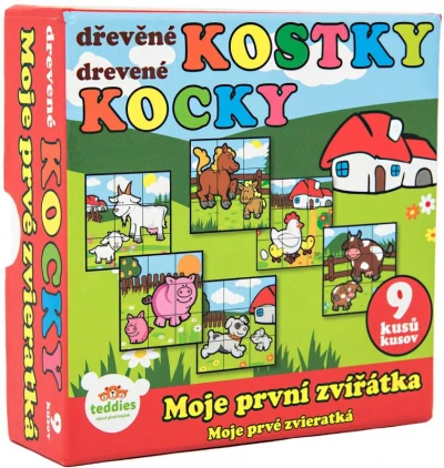 DŘEVO Kubus baby moje první zvířátka obrázkové kostky set 9ks