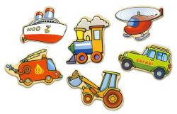 DŘEVO Magnetky dopravní prostředky set 20ks v boxu (dřevěná hračka)