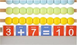 DŘEVO Počítadlo 100 kuliček s kartičkami s číslicemi (dřevěná hračka)