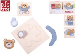 DŘEVO Puzzle baby vkládací zvířátka 5 dílků skládačka na desce 3 druhy