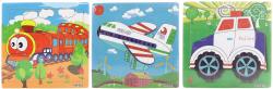 DŘEVO Puzzle dopravní prostředky vkládací na desce 9 dílků 4 druhy