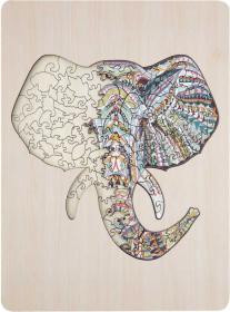 DŘEVO Puzzle obrysové na desce Slon 137 dílků set skládačka se stojánkem